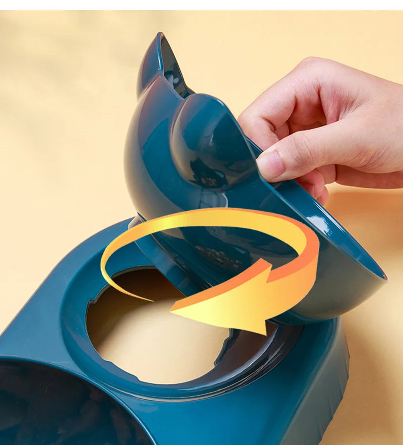 3-en-1 Gamelle Élevée et Distributeur d'Eau Automatique pour Chats & Petits Chiens