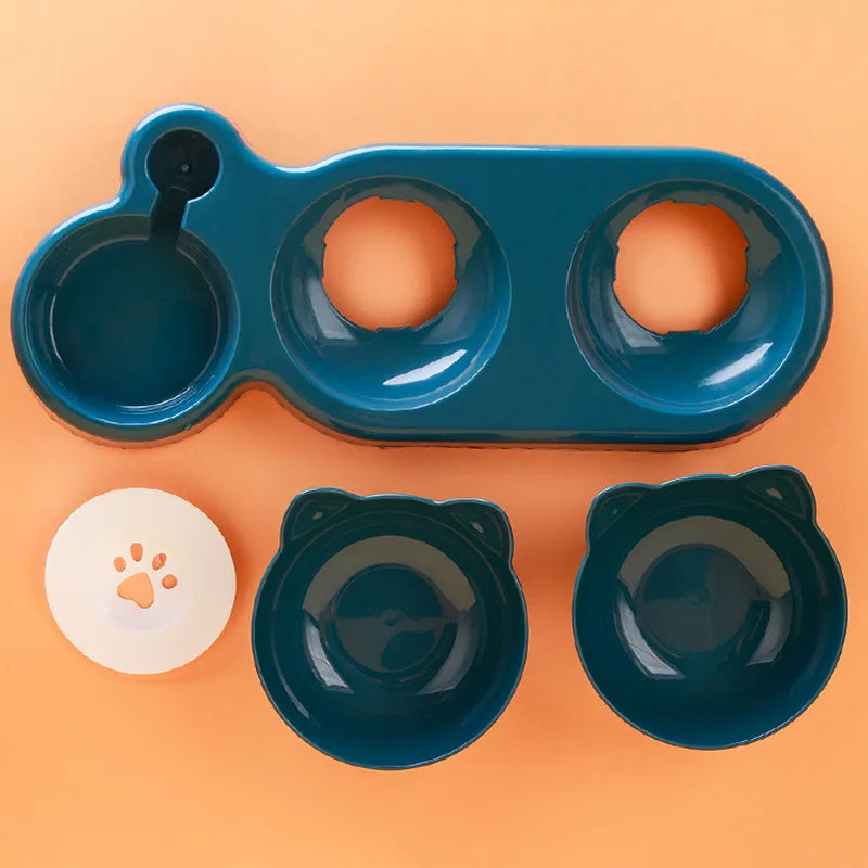 3-en-1 Gamelle Élevée et Distributeur d'Eau Automatique pour Chats & Petits Chiens